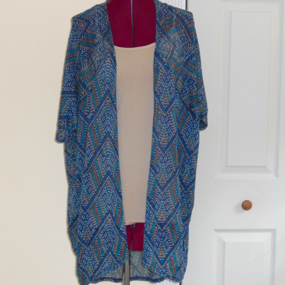 Painted Threads Blue Open Front S/S Kimono Batwing - image 1